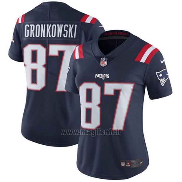 Maglia NFL Limited Donna New England Patriots 87 Gronkowski Blu
